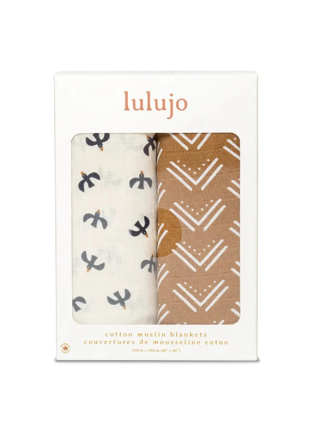 2-pack Cotton Swaddles by Lulujo in Mudcloth/Blackbirds