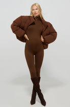 Bumpsuit Maternity Cropped Puffer Jacket in Chocolate