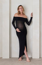 Bumpsuit Maternity High Slit Soft Mesh Skirt in Black