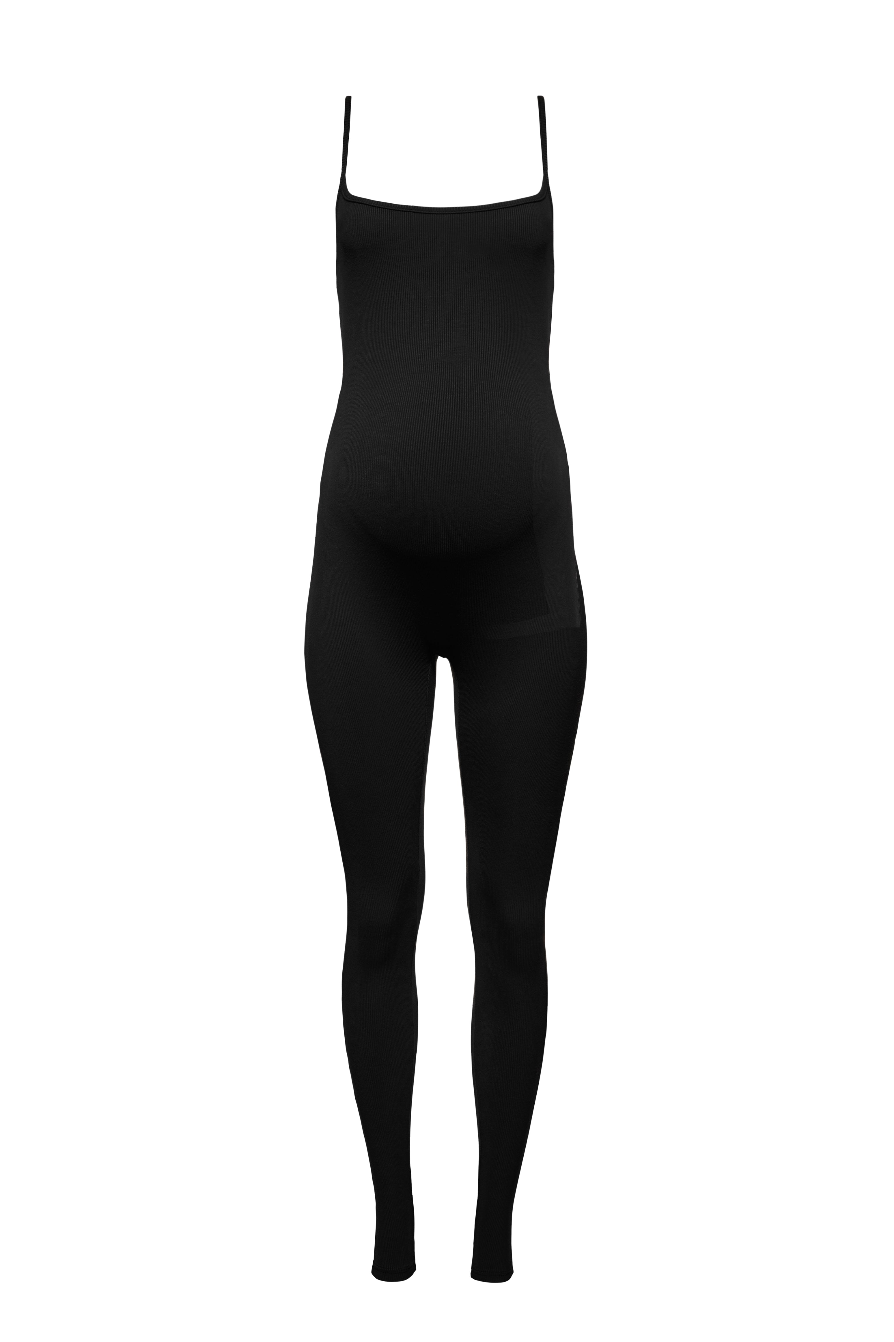 Bumpsuit Maternity Sculpting Rib Unitard in Black