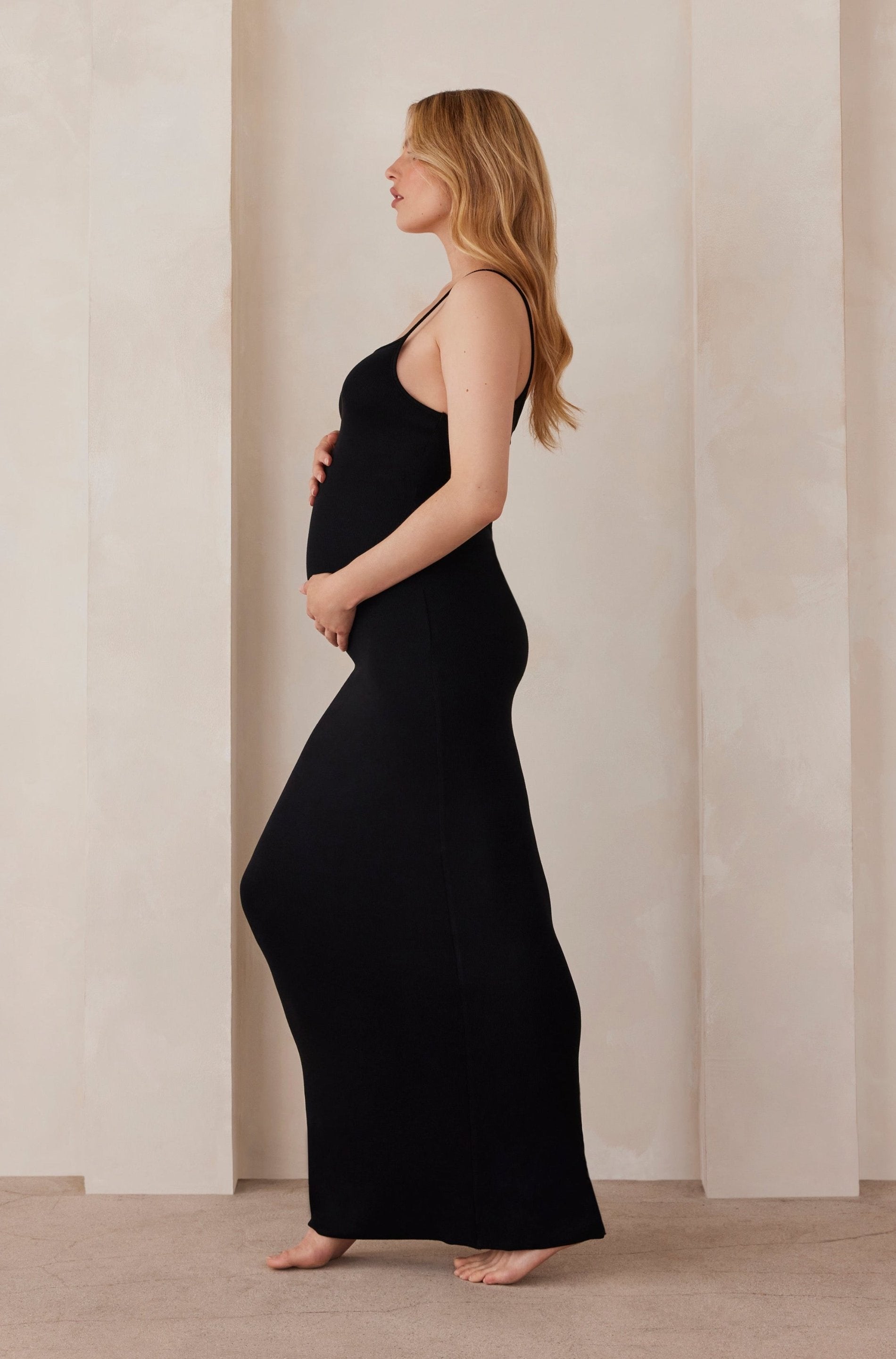 Bumpsuit Maternity Soft Rib Maxi Dress in Black