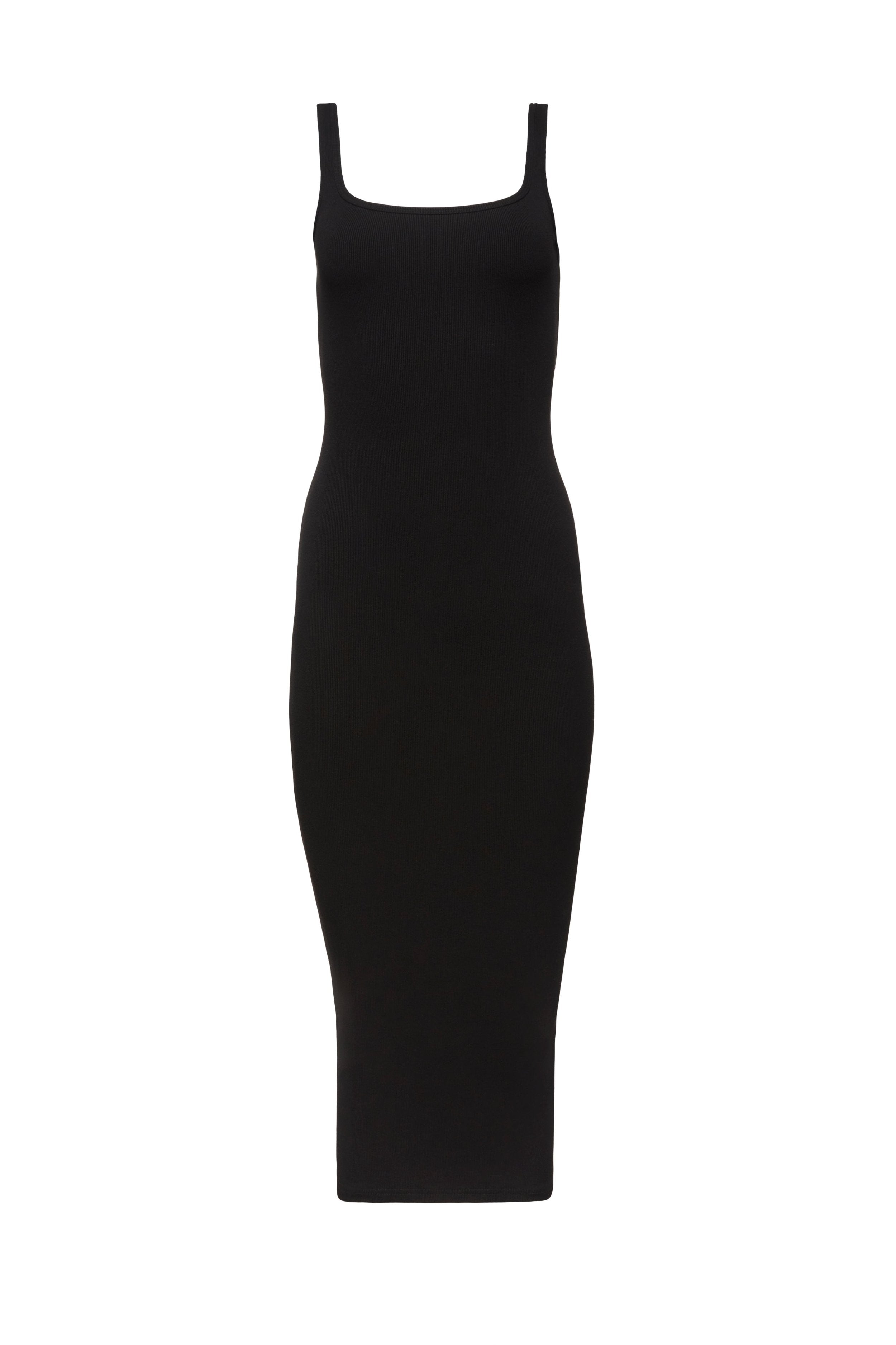 Bumpsuit Sculpting Rib Midi Dress in Black