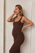 Bumpsuit Sculpting Rib Midi Dress in Brown