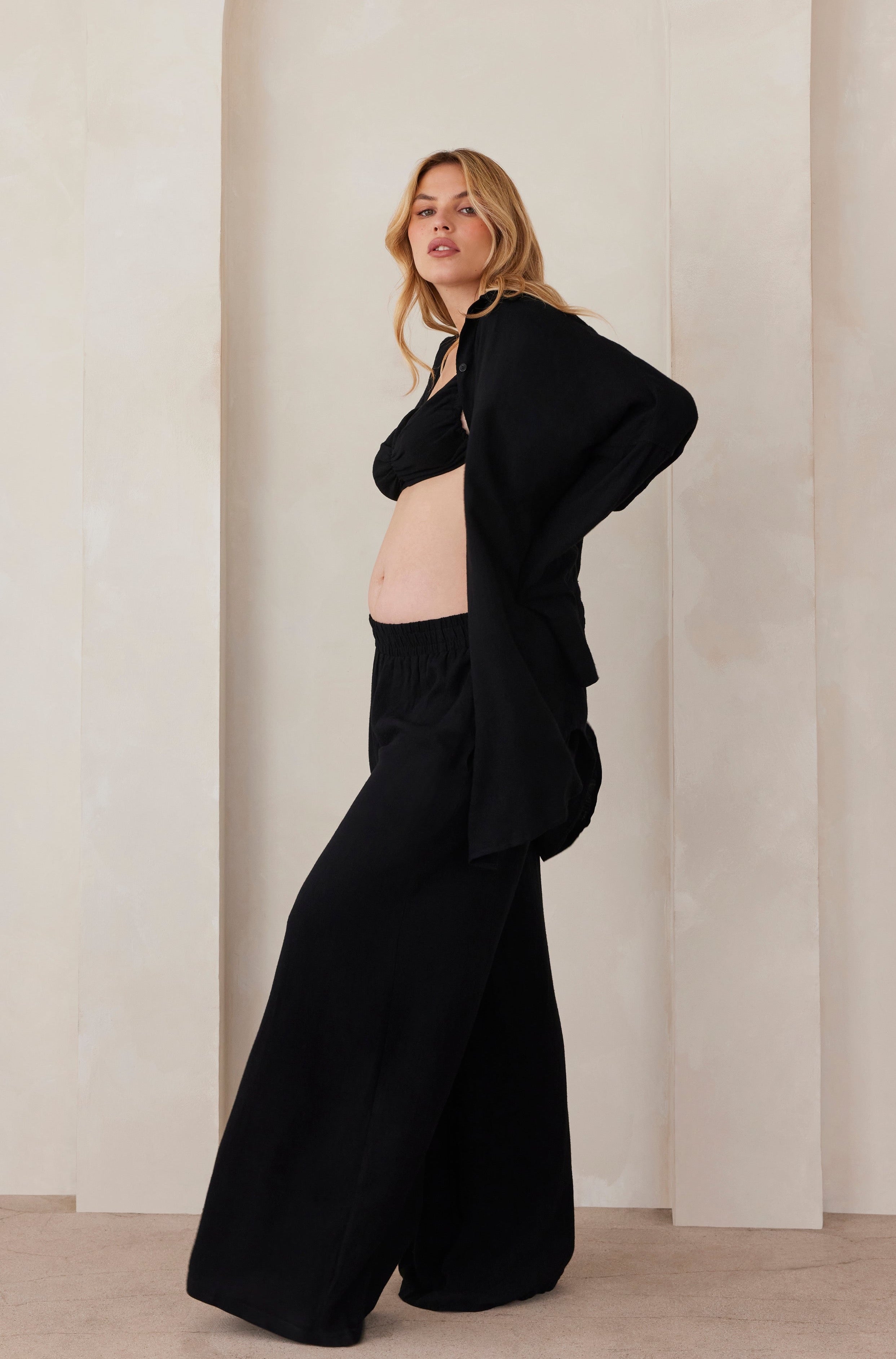 Bumpsuit Maternity Oversized Linen Shirt in Black