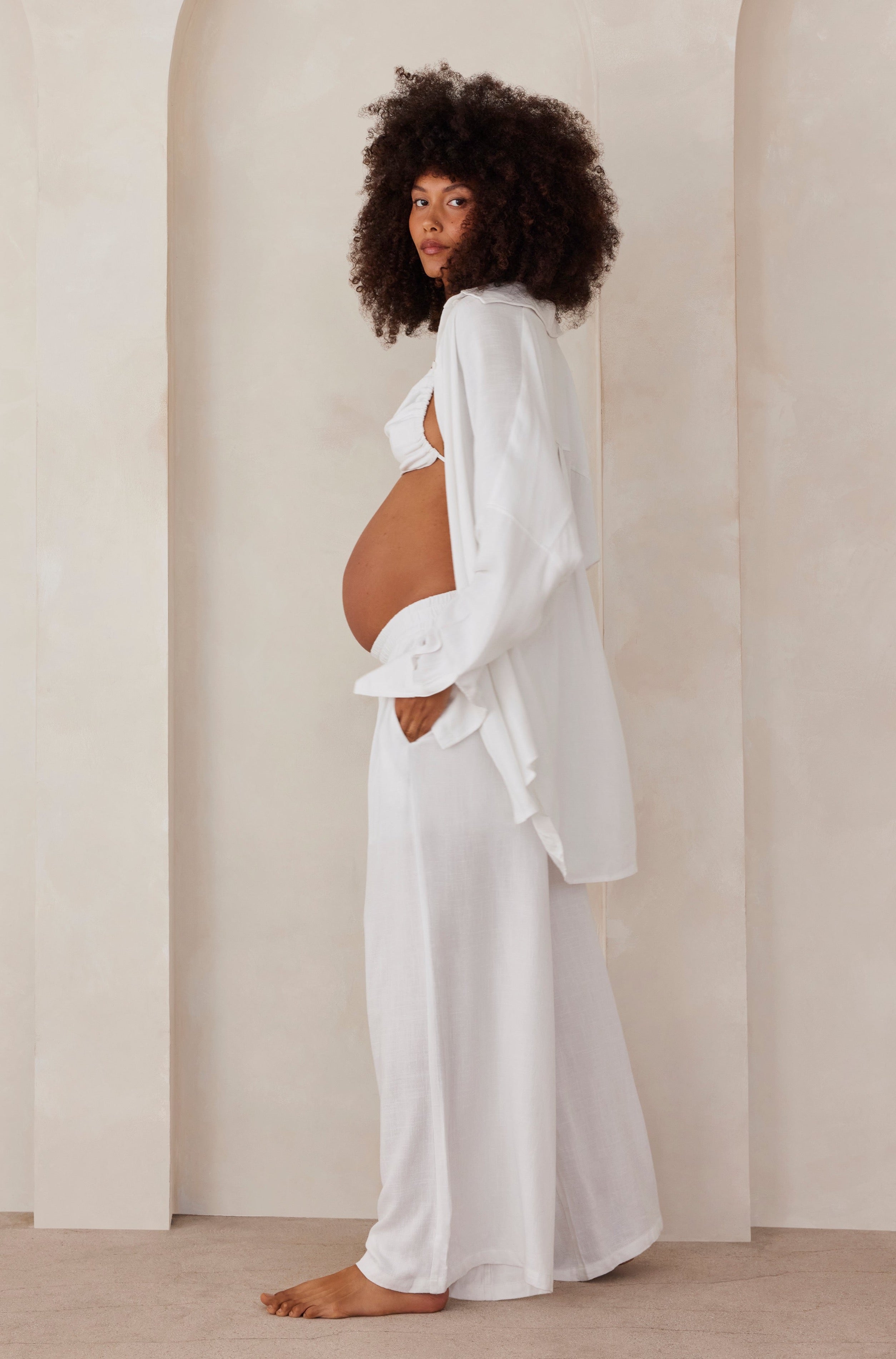 Bumpsuit Maternity Oversized Linen Shirt in White