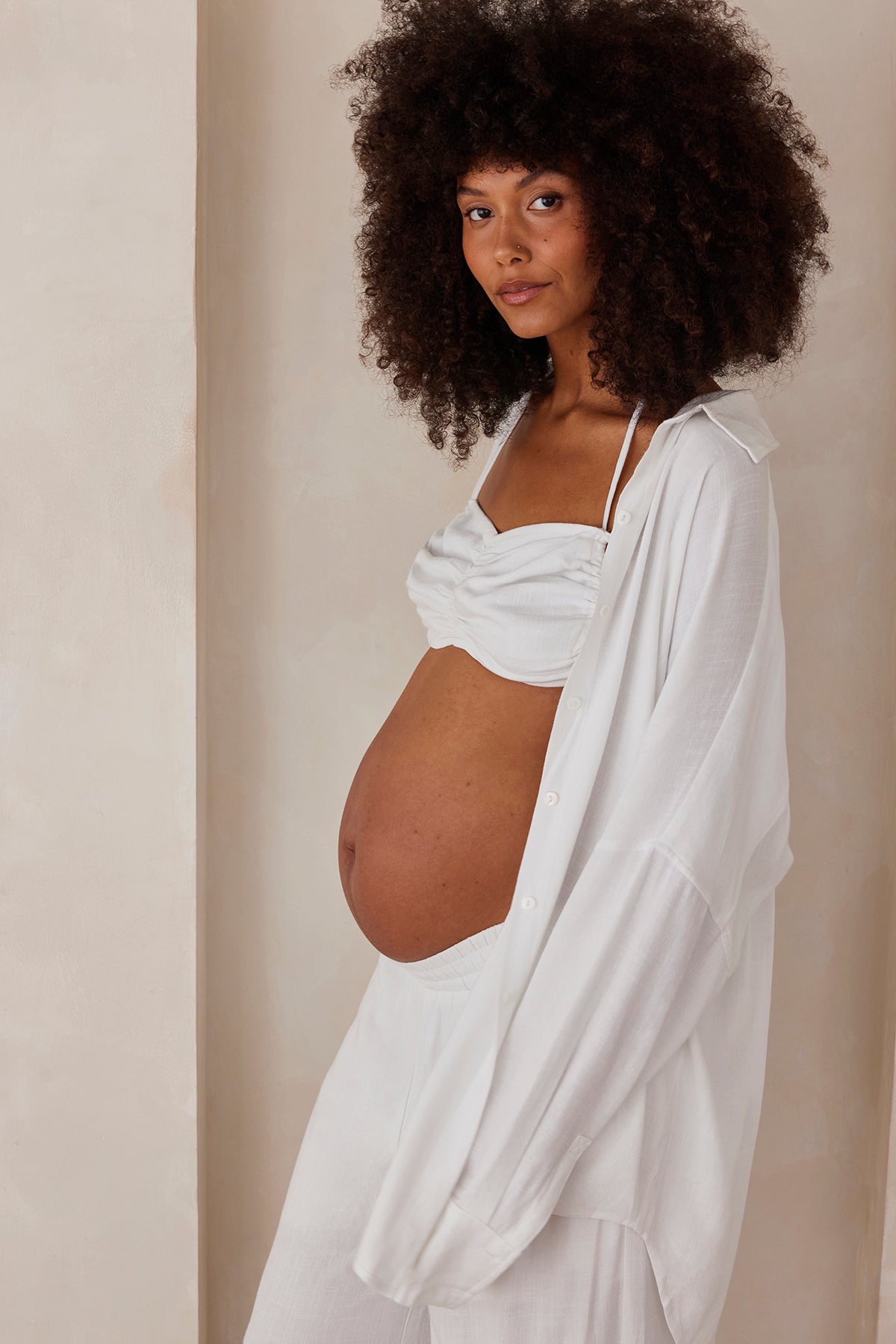 Bumpsuit Maternity Oversized Linen Shirt in White