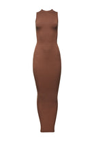 Sculpting Rib Maternity Mockneck Dress in Brown