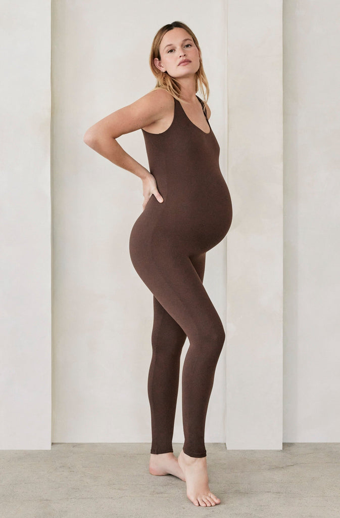 Bumpsuit Maternity The Lucy Sleeveless Jumpsuit in Chocolate