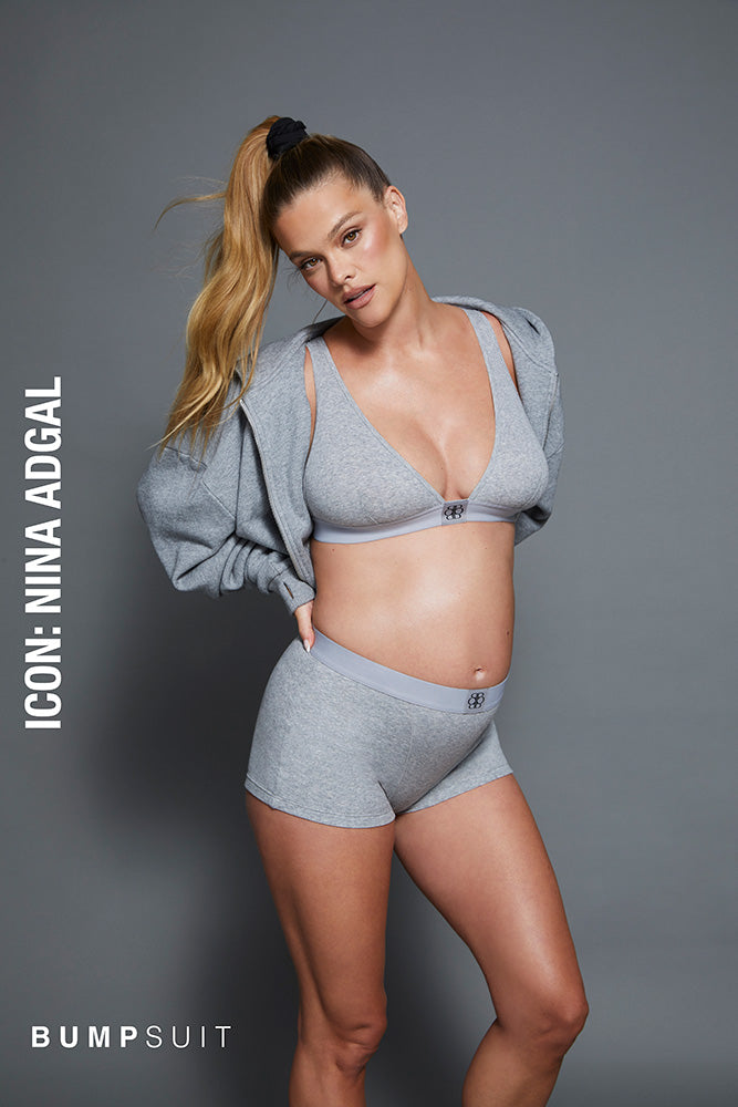 bumpsuit nina agdal heather grey cotton rib classic terry set