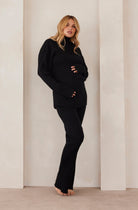 Cozy Knit flare pant in black