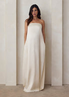 the brushed satin gown in ivory