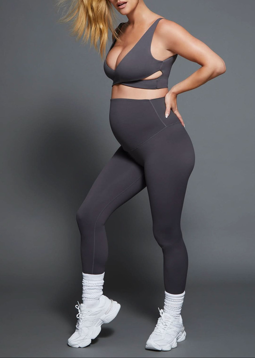 bumpsuit activewear perfect movement maternity legging in slate