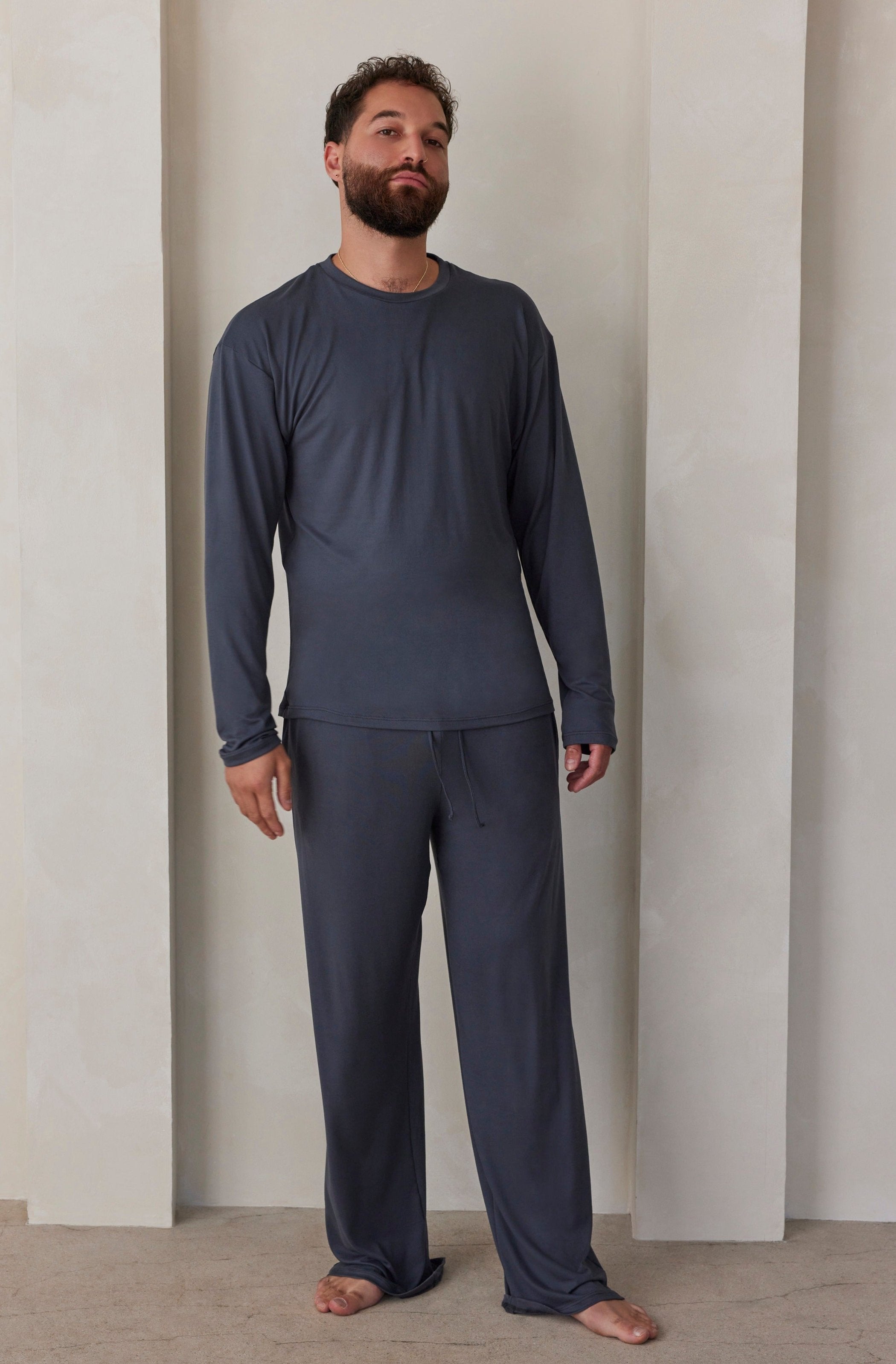 Bumpsuit Loungewear the cloud mens long sleeve tee in cement