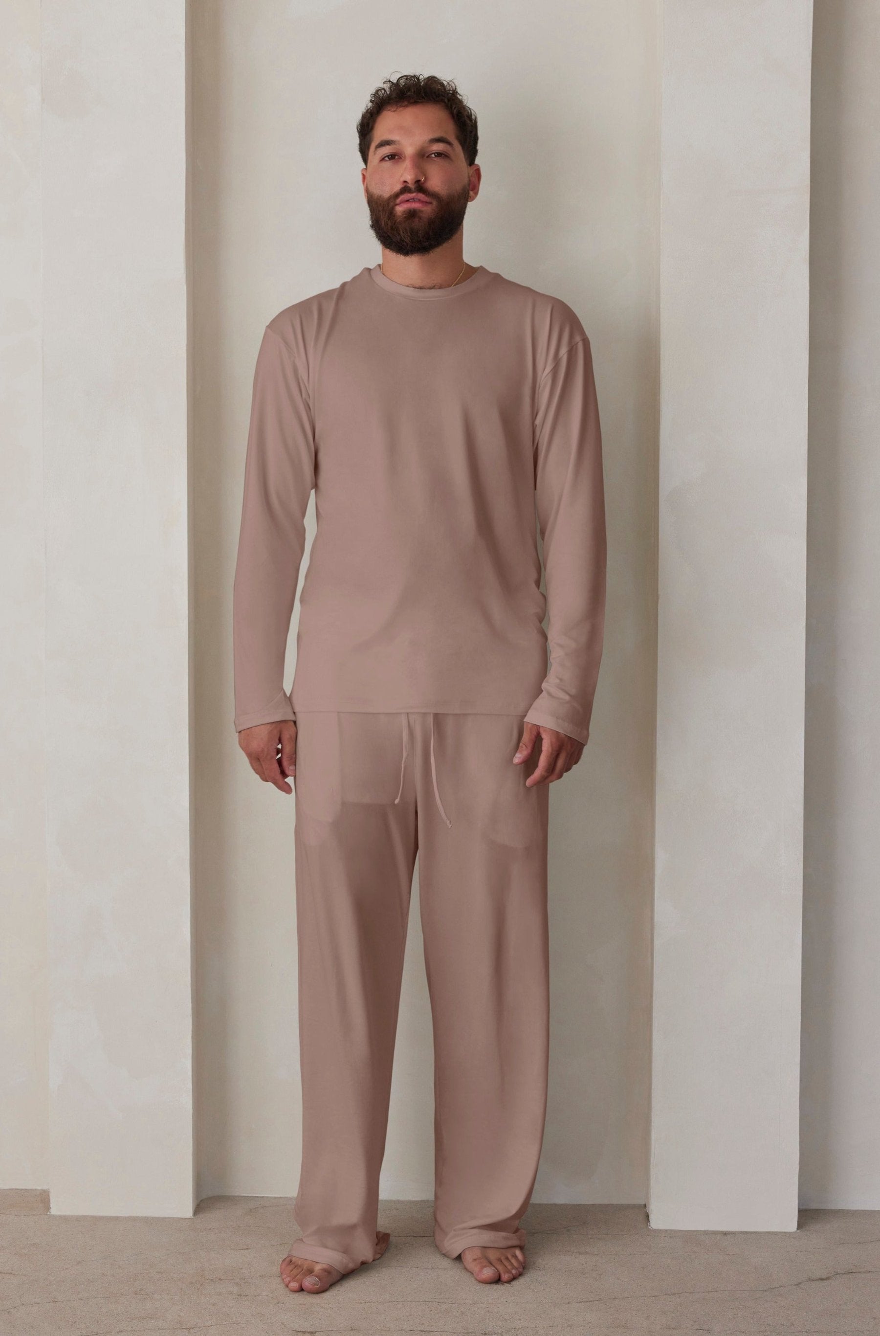 Bumpsuit Loungewear the cloud mens long sleeve tee in latte