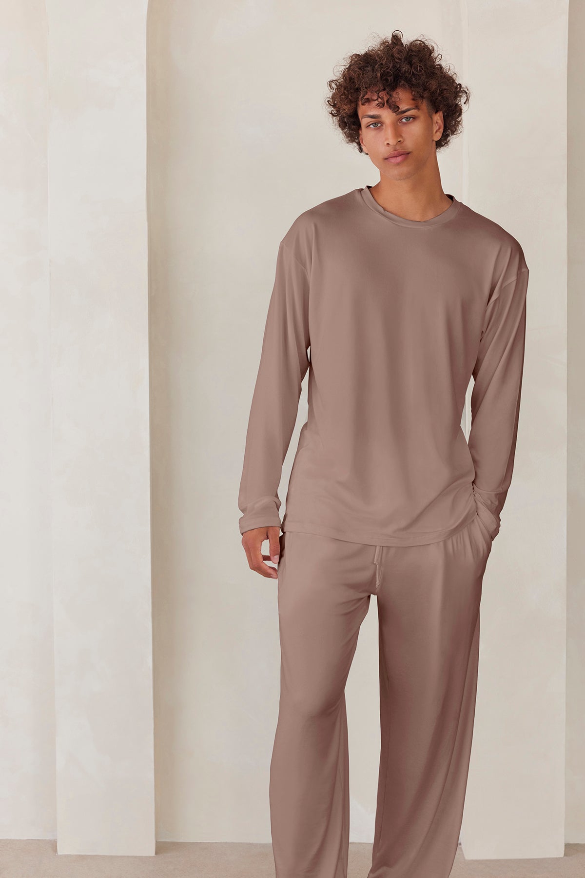 Bumpsuit Loungewear the cloud mens long sleeve tee in latte