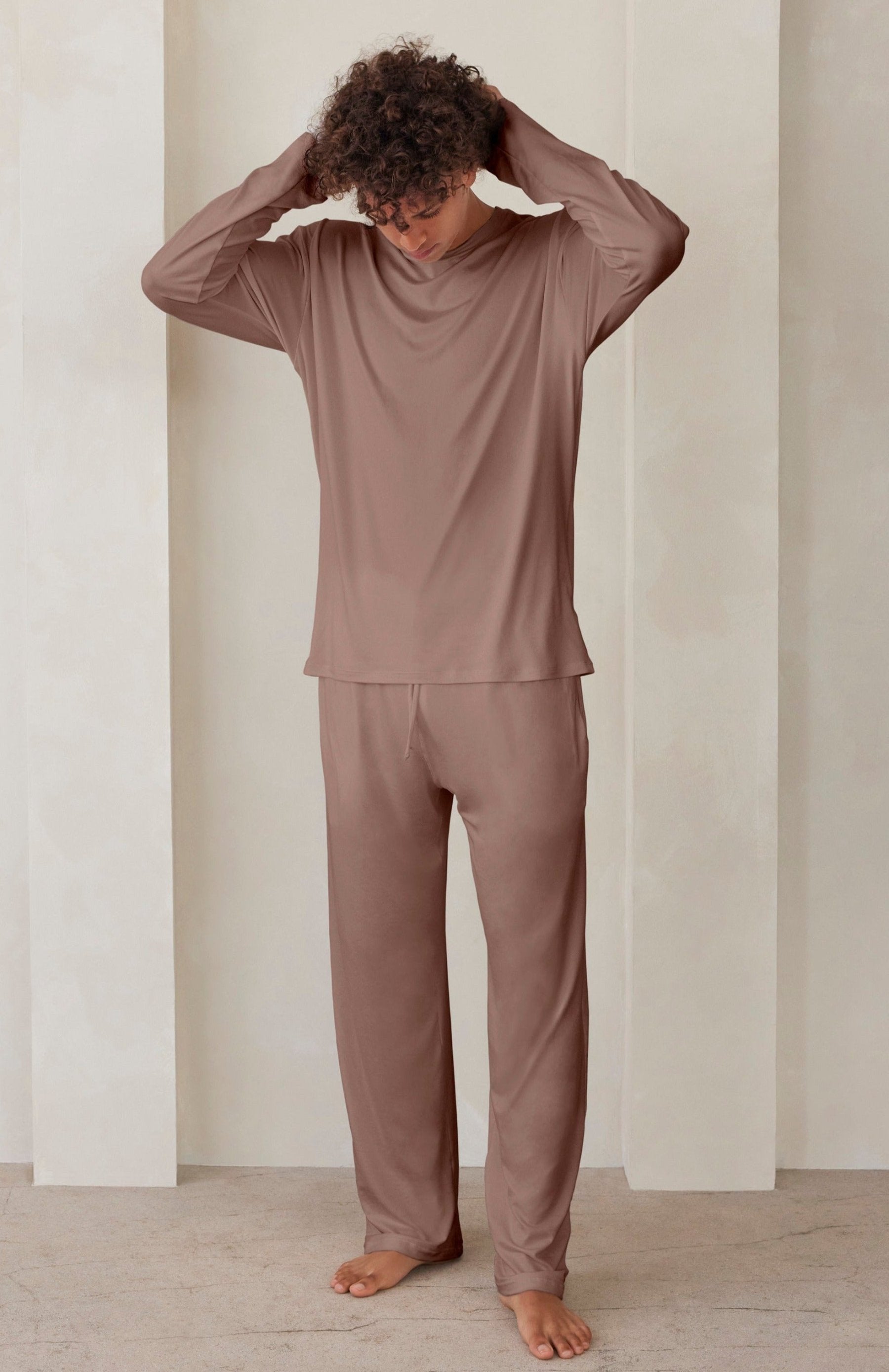 Bumpsuit Loungewear the cloud mens long sleeve tee in latte