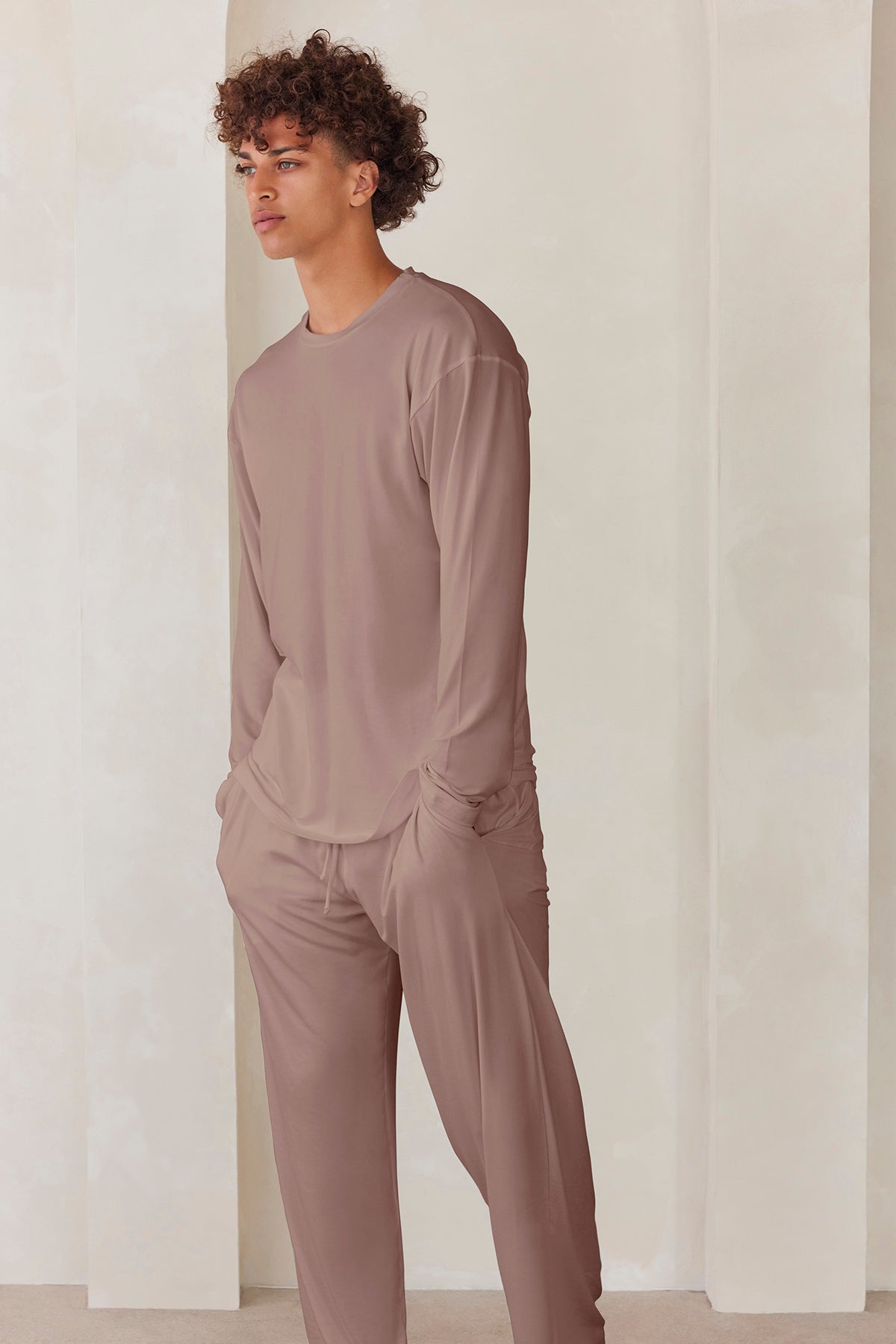 Bumpsuit Loungewear the cloud mens long sleeve tee in latte