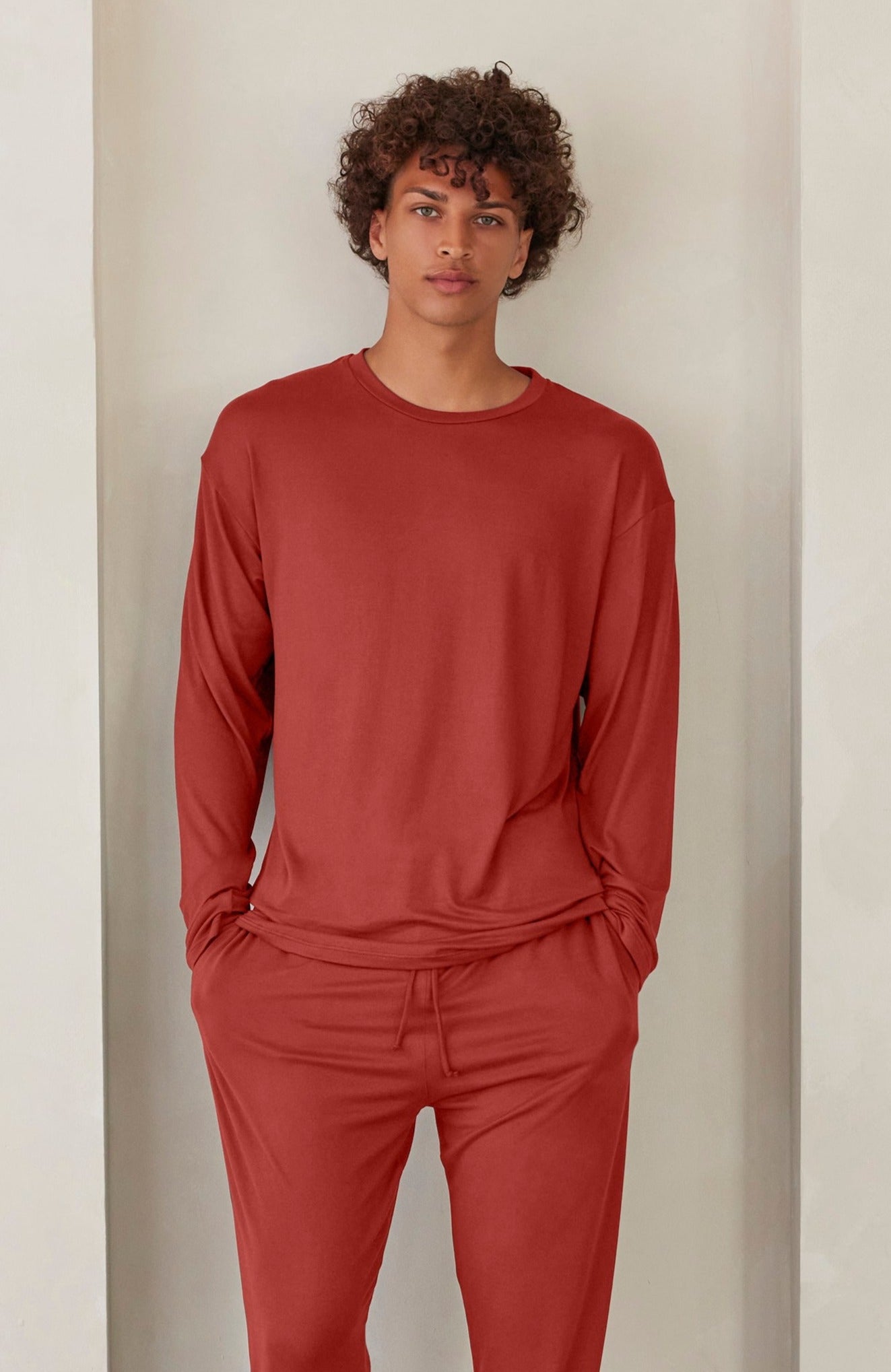 Bumpsuit Loungewear the cloud mens long sleeve tee in rust