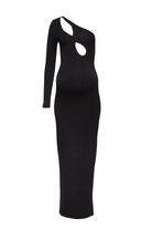 Bumpsuit Maternity Asymmetrical Cut Out Evening Dress in Black