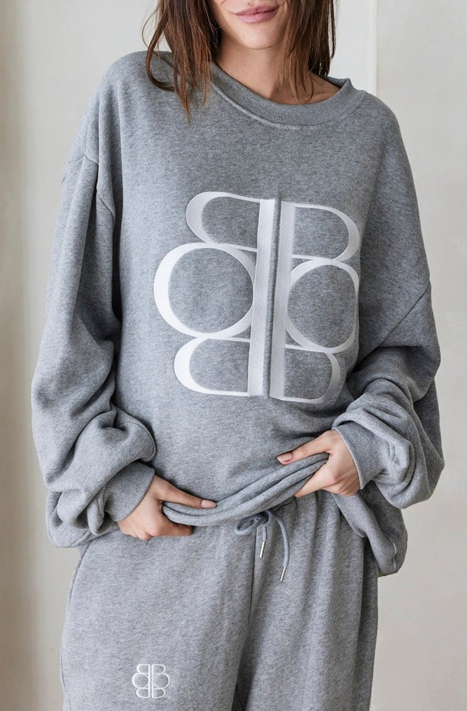 Bumpsuit Maternity classic terry large logo sweatshirt in heather grey