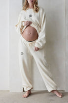 Bumpsuit Maternity Classic Terry Small Logo Sweatshirt in Ivory