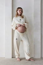 Bumpsuit Maternity Classic Terry Small Logo Sweatshirt in Ivory