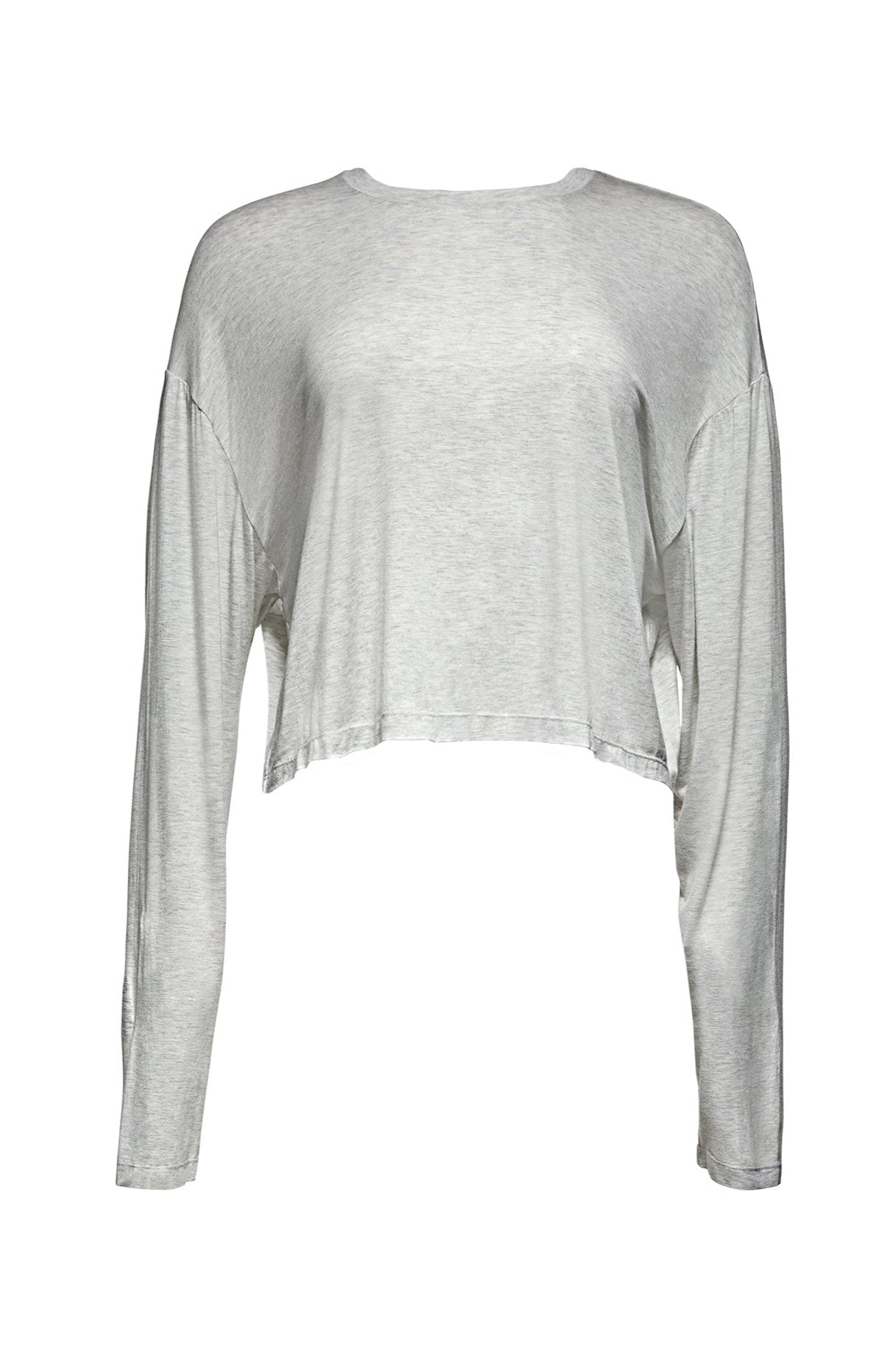 bumpsuit maternity the cloud crop long sleeve tee in heather grey