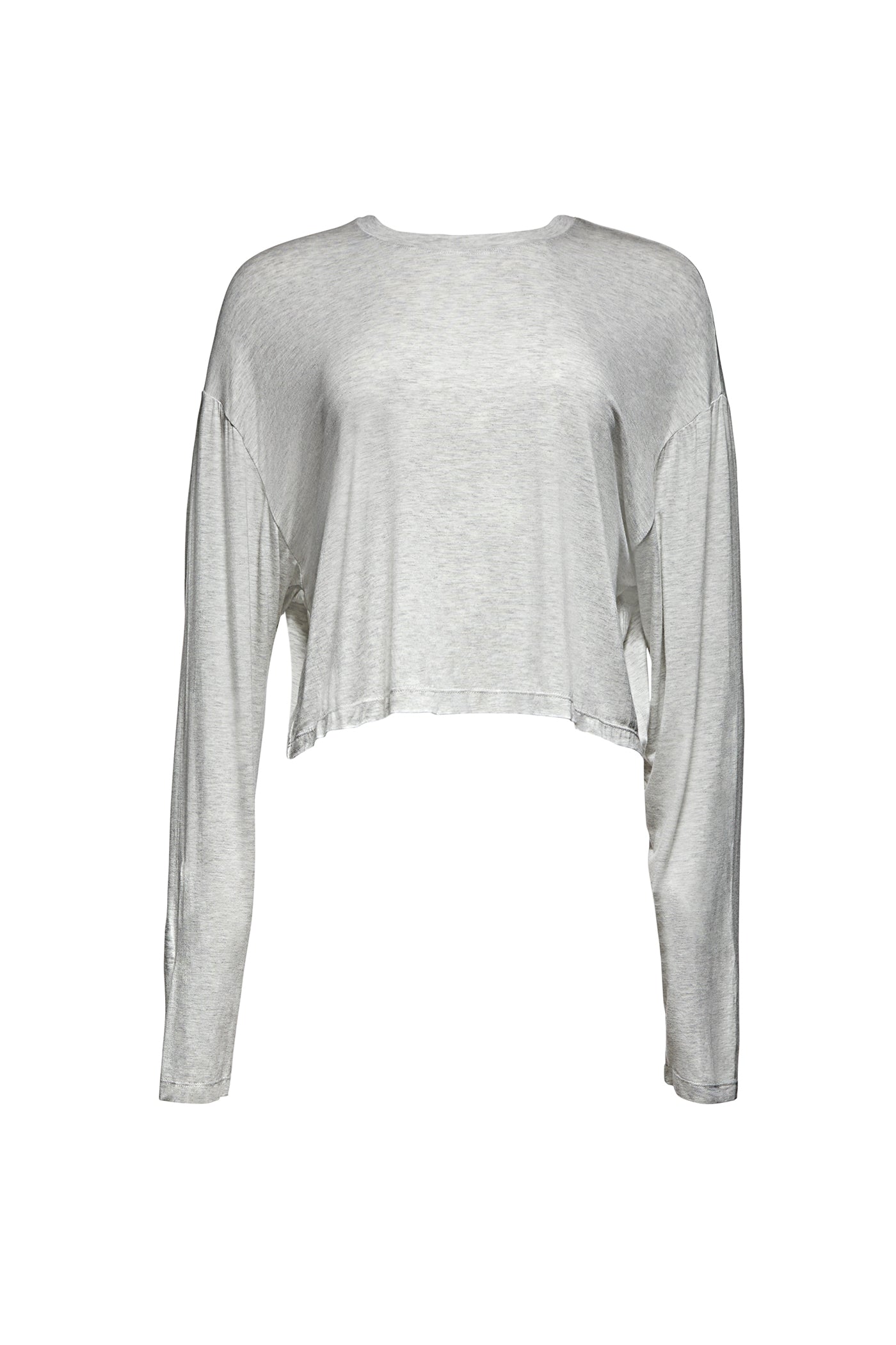 bumpsuit maternity the cloud crop long sleeve tee in heather grey