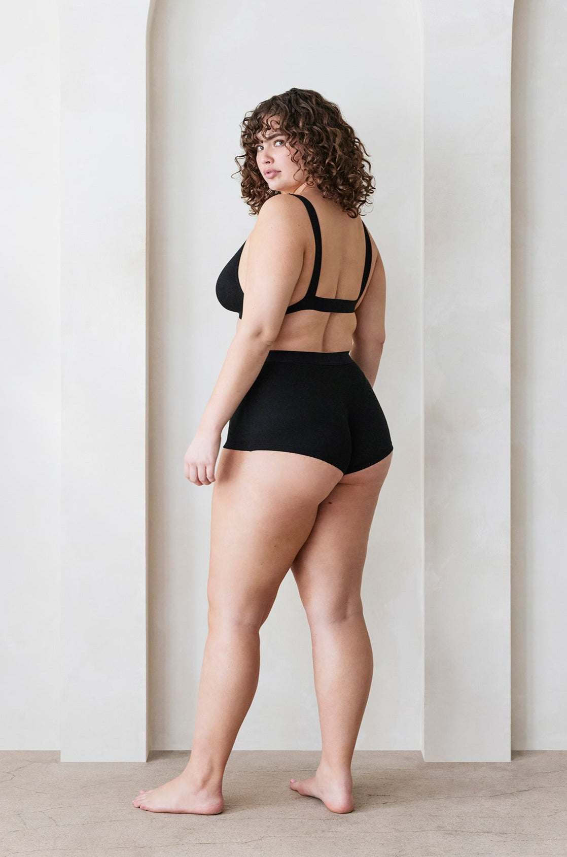 Bumpsuit Maternity The Cotton Rib Plunge Bralette & Boy Short in Black