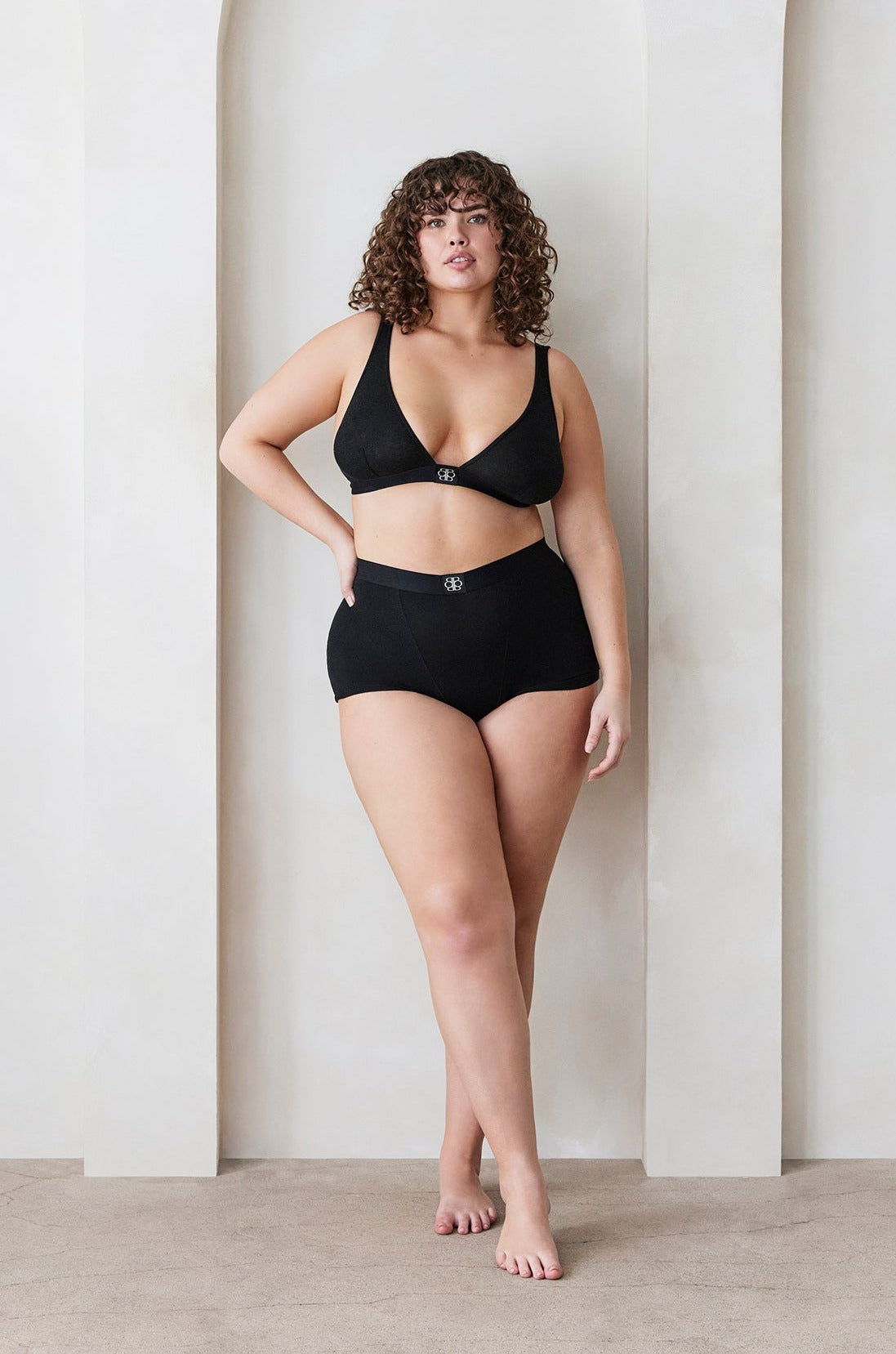 Bumpsuit Maternity The Cotton Rib Plunge Bralette & Boy Short in Black