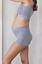 Bumpsuit Maternity The Cotton Rib Crop Top & Boy Short in heather grey