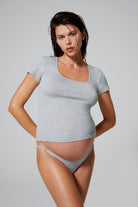 Bumpsuit Maternity x Georgia Fowler the cotton rib 90s scoop neck tee in heather grey