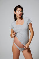 Bumpsuit Maternity x Georgia Fowler the cotton rib 90s scoop neck tee in heather grey