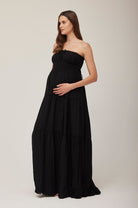 Bumpsuit Maternity Georgia Fowler the shirred strapless gown in black