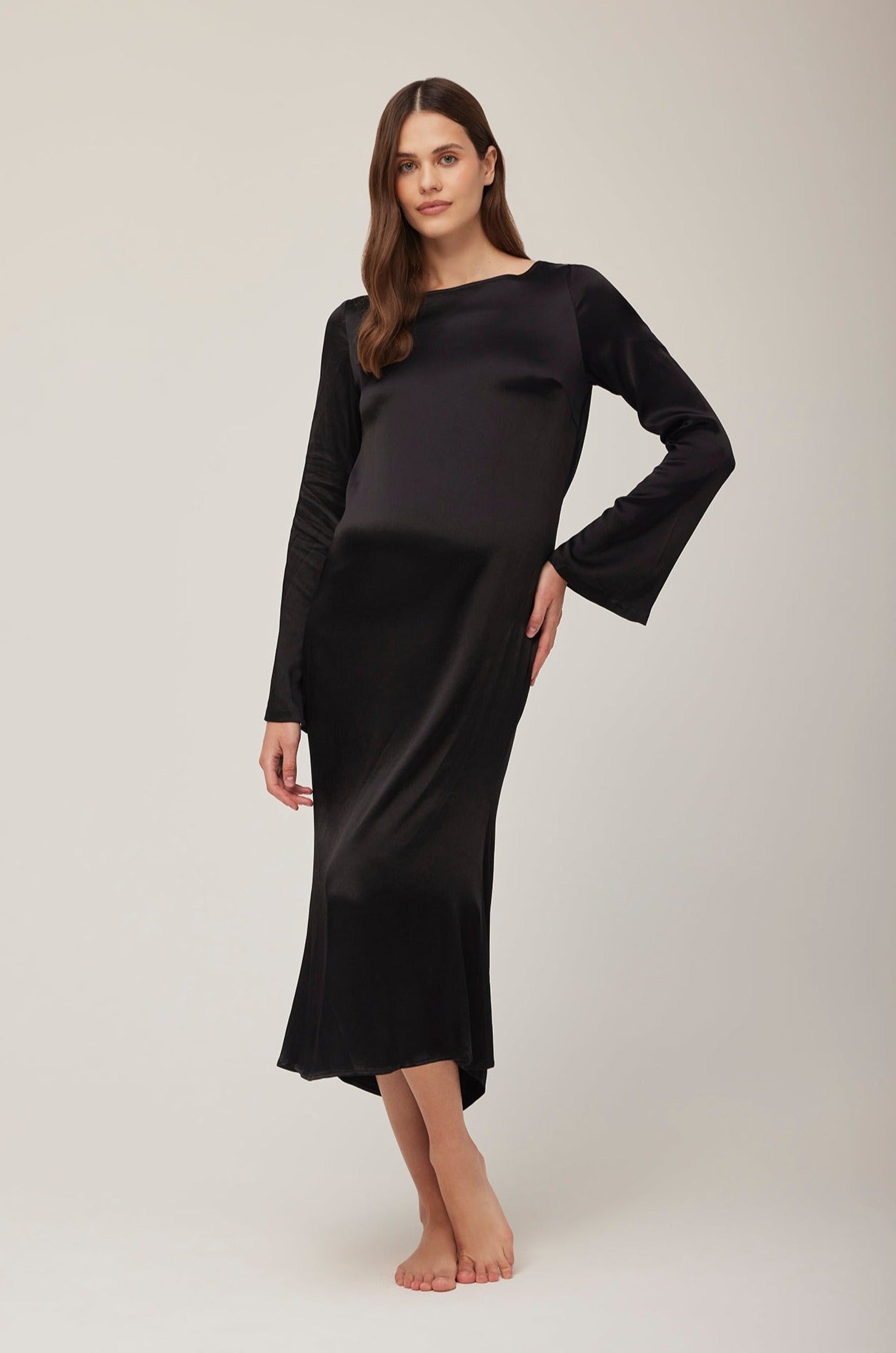 Bumpsuit x Georgia Fowler Vacation Collection The Backless Bell Sleeve Gown Black