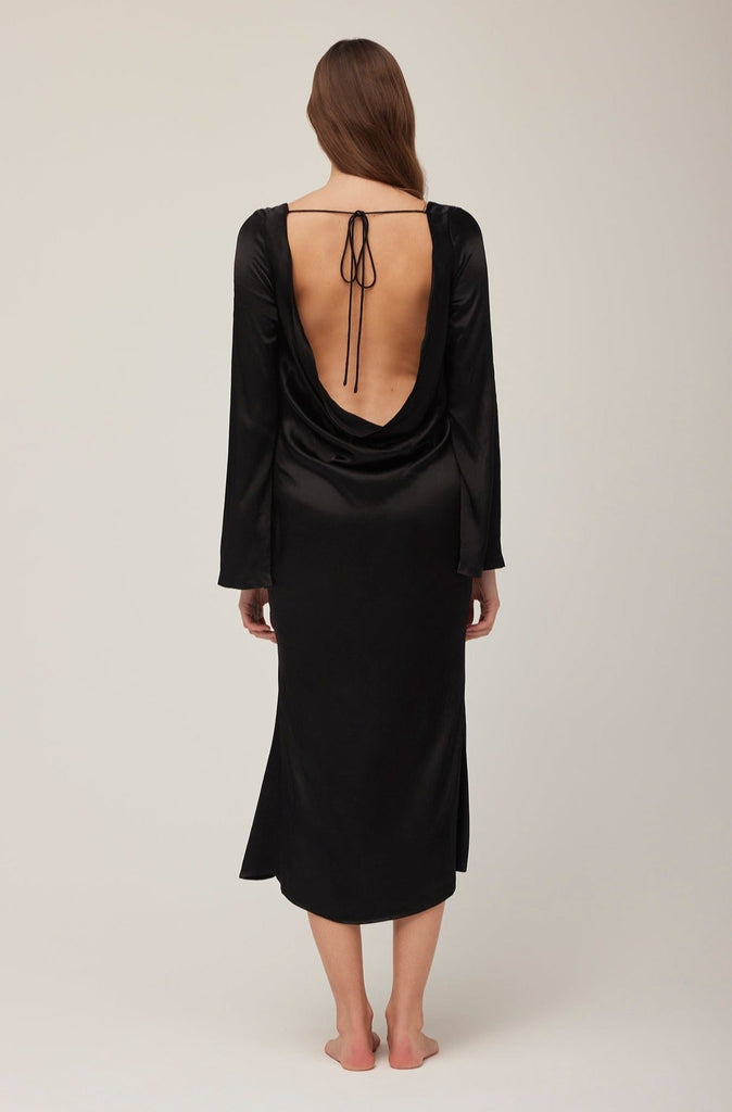 Bumpsuit x Georgia Fowler Vacation Collection The Backless Bell Sleeve Gown Black