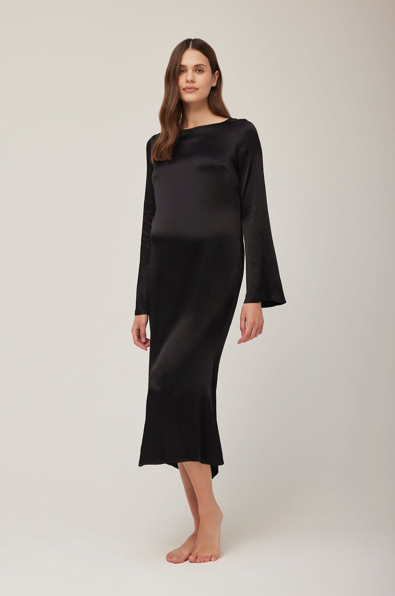 Bumpsuit x Georgia Fowler Vacation Collection The Backless Bell Sleeve Gown Black