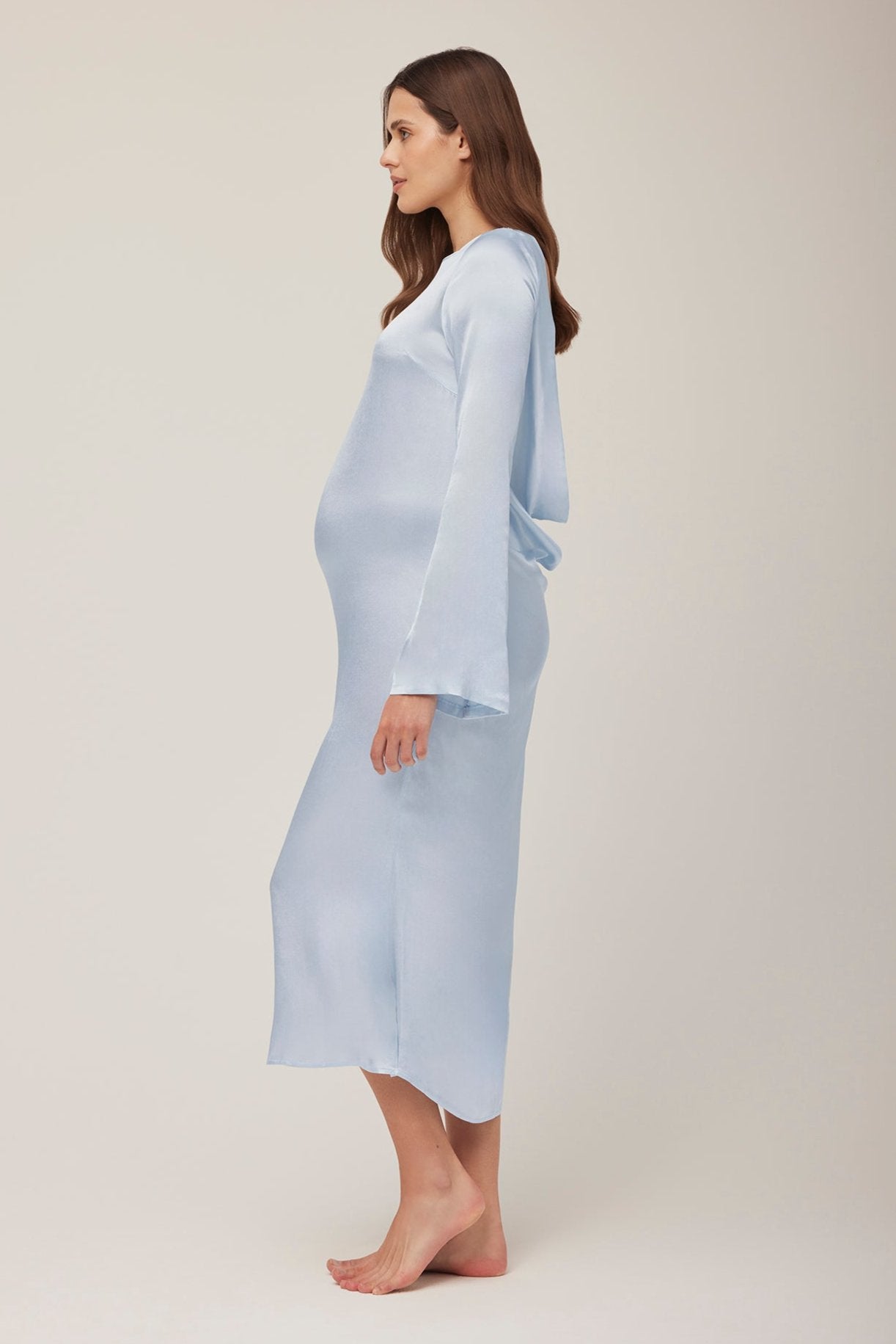 Bumpsuit x Georgia Fowler Backless Bell Sleeve Gown Blue