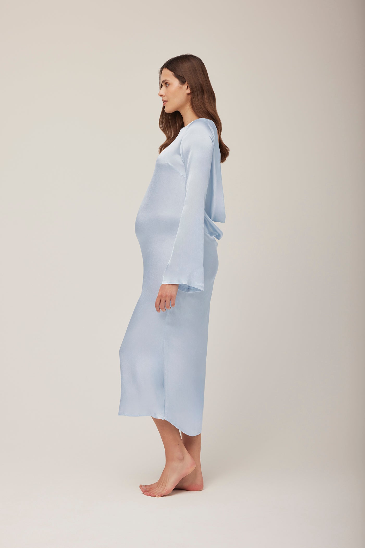 Bumpsuit x Georgia Fowler Backless Bell Sleeve Gown Blue