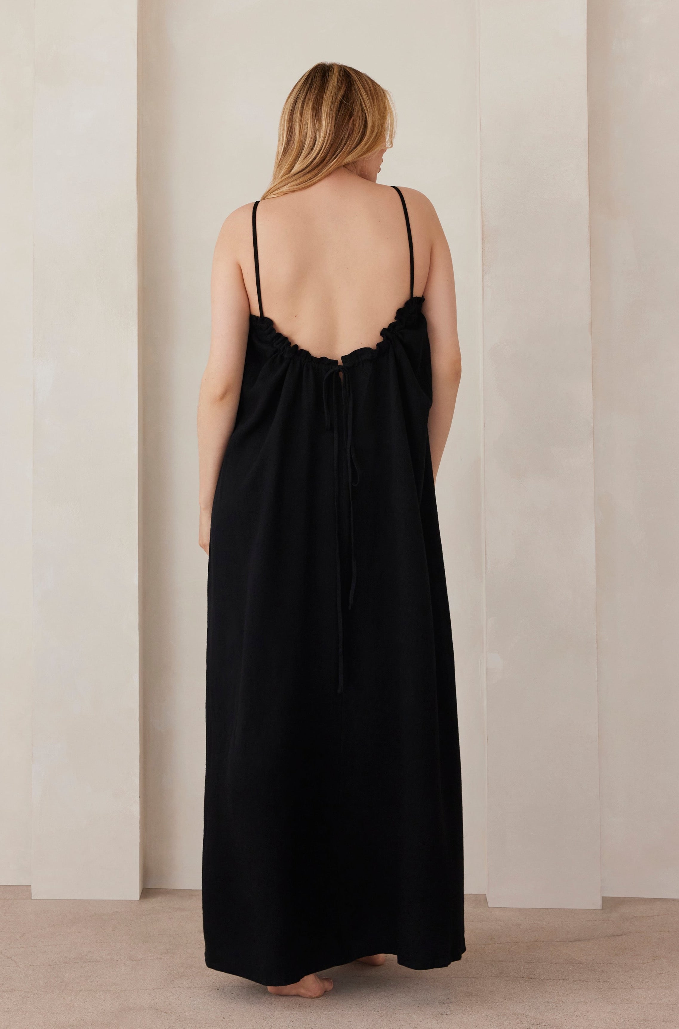 Bumpsuit Maternity Linen Maxi Dress in Black