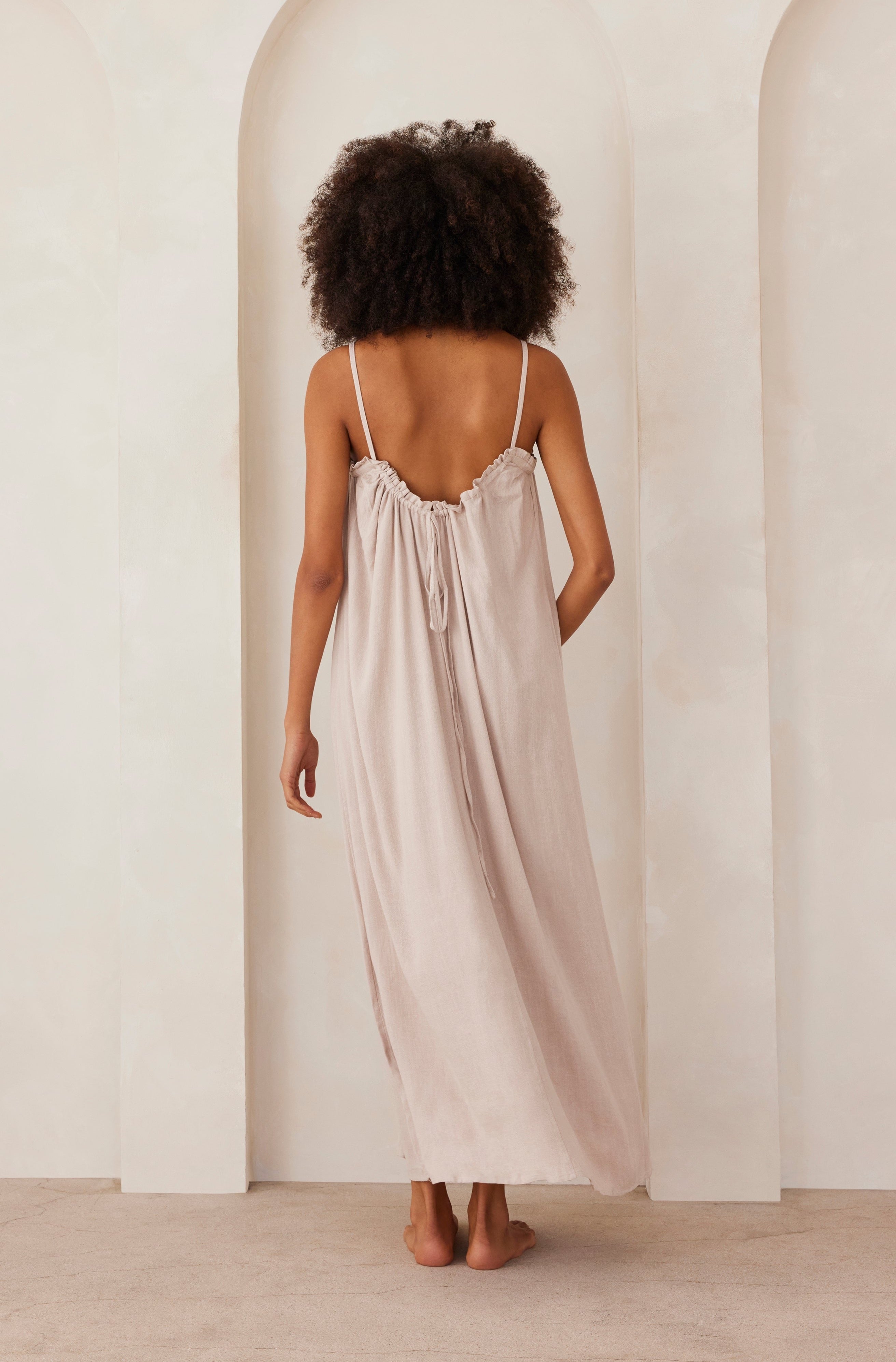 Bumpsuit Maternity Linen Maxi Dress in Taupe