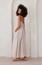 Bumpsuit Maternity Linen Maxi Dress in Taupe