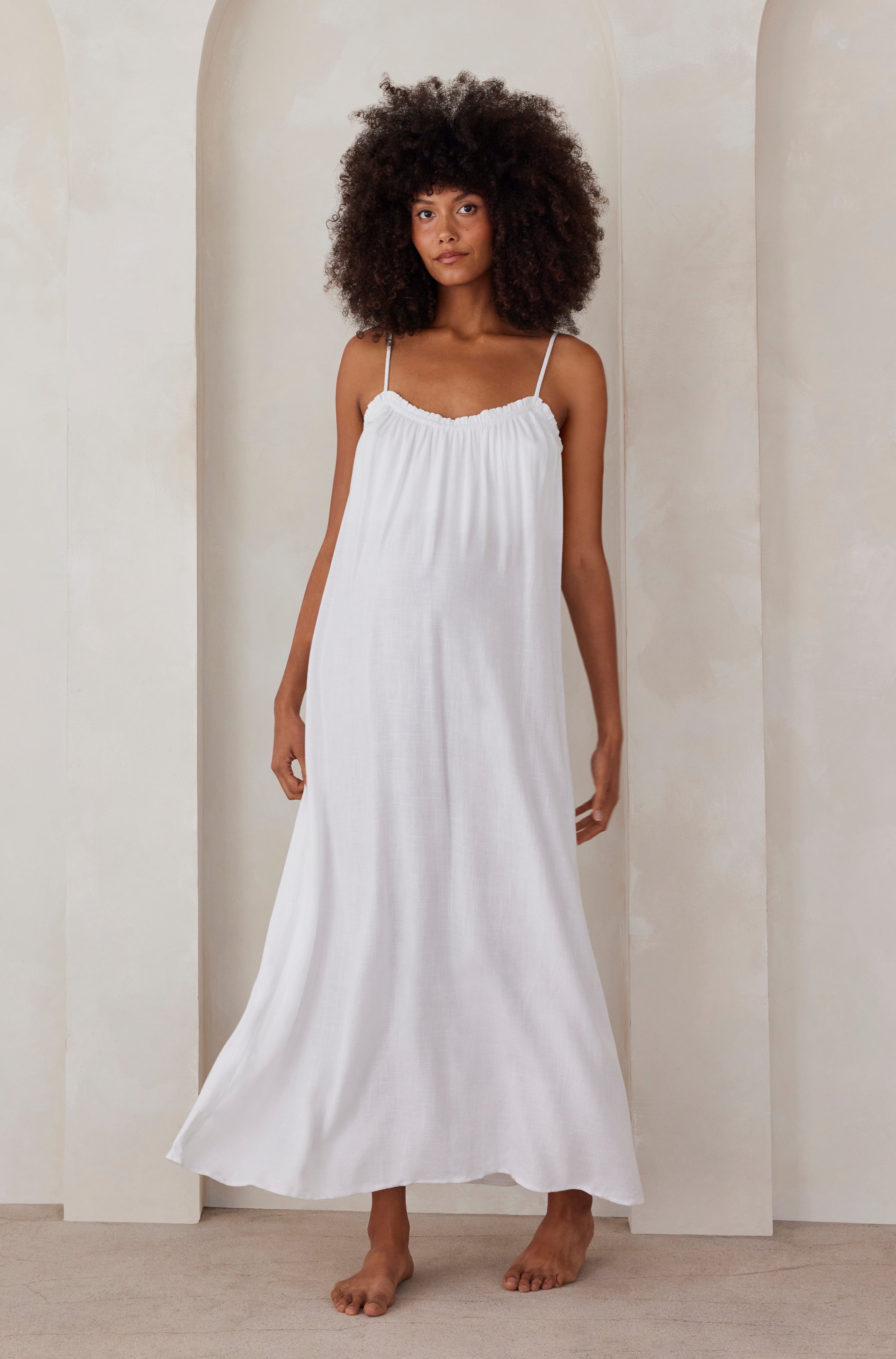 Bumpsuit Maternity Linen Maxi Dress in White