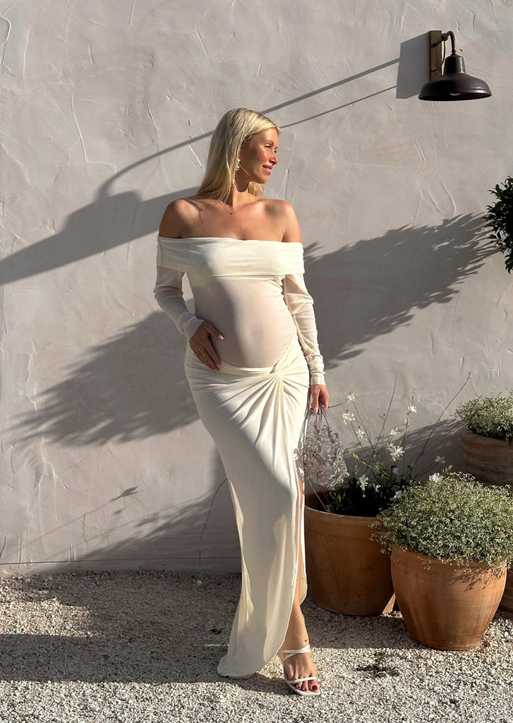 Bumpsuit Maternity Lisa Danielle Soft Mesh Set in Ivory