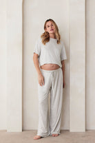 Bumpsuit Maternity Loungewear The Cloud Drawstring Pant in Heather Grey