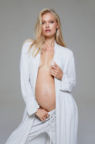 Bumpsuit Maternity Loungewear The Cloud robe in Heather Grey