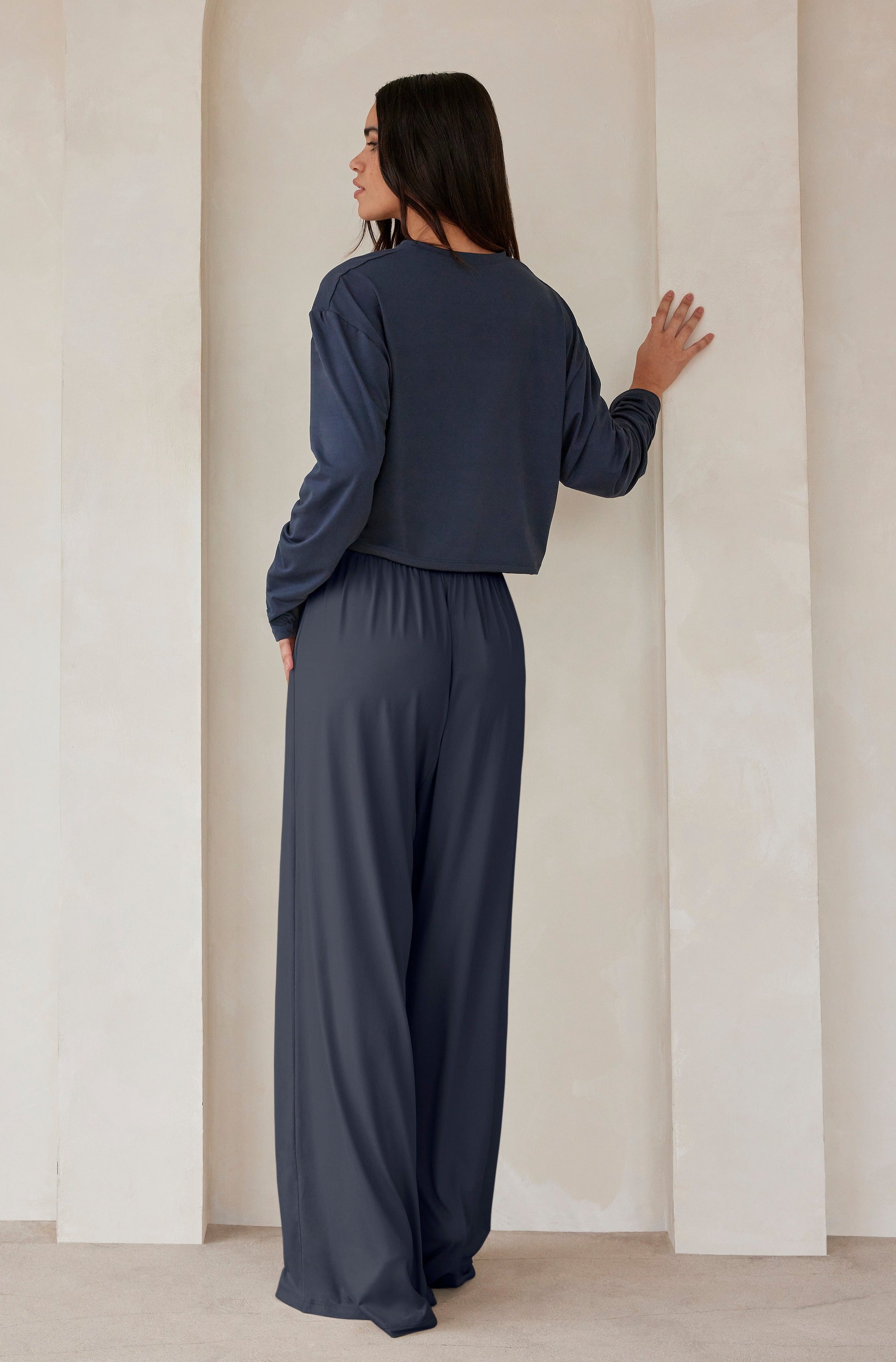 Bumpsuit Maternity Loungewear The Cloud Slim Drawstring Pant in cement