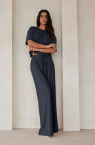 Bumpsuit Maternity Loungewear The Cloud Slim Drawstring Pant in cement