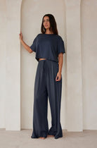 Bumpsuit Maternity Loungewear The Cloud Slim Drawstring Pant in cement