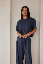 Bumpsuit Maternity Loungewear The Cloud Slim Drawstring Pant in cement